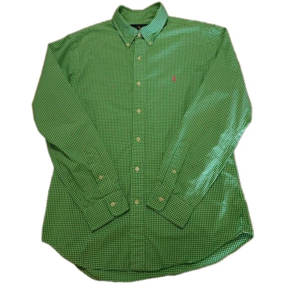 Polo Ralph Lauren Other - Polo Ralph Lauren Men Large L Slim Fit Gingham Button Down Shirt Green Cotton